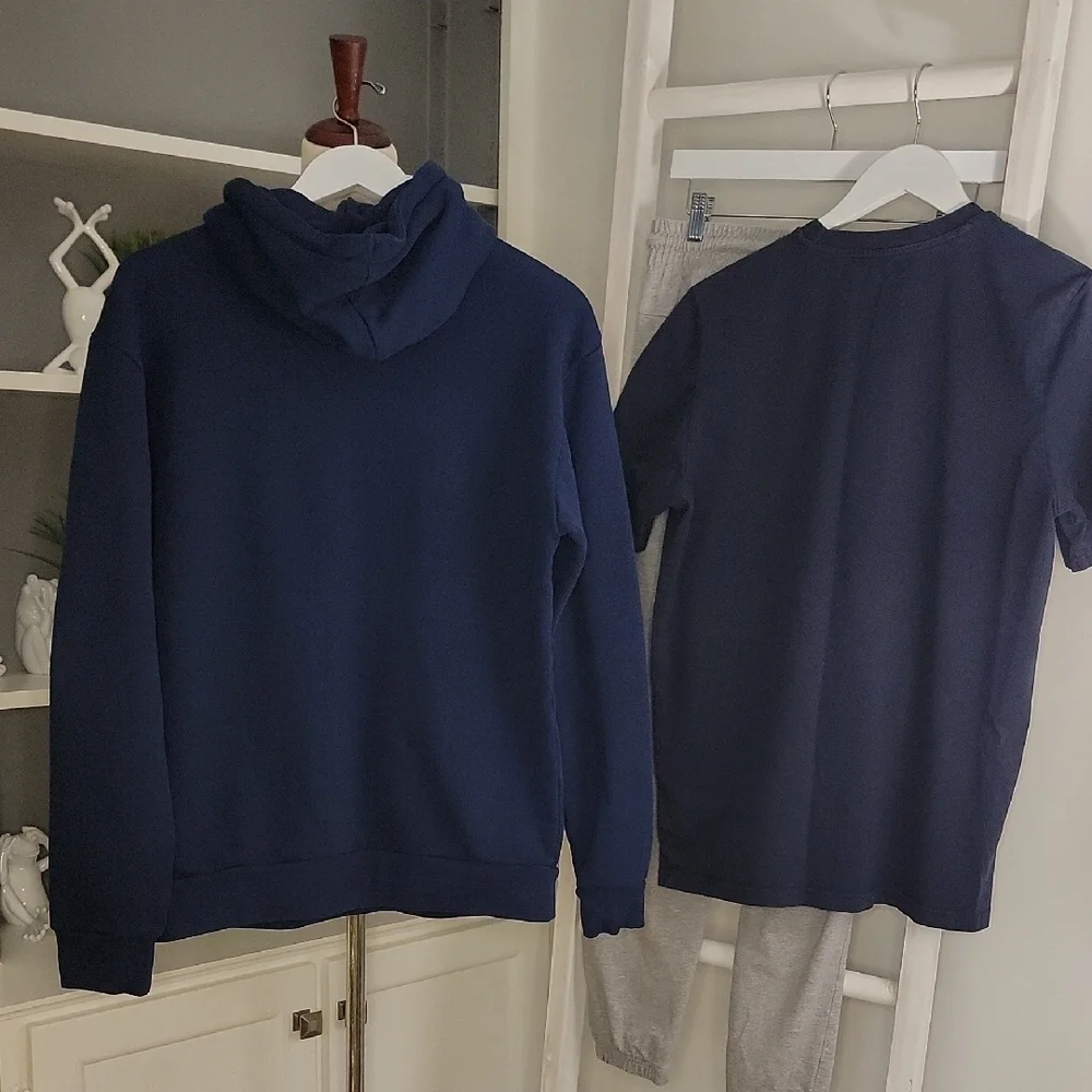 Sale Mens Adidas Navy Hoodie Short Sleeve Joggers Set Size Medium